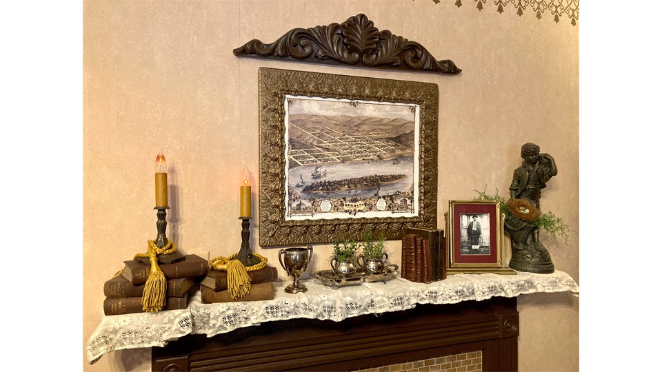 Happy Wanderer Cottage Mantel Vignette Happy Wanderer Cottage Mantel Vignette